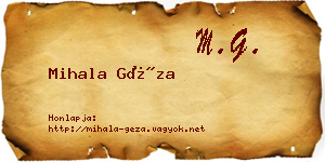 Mihala Géza névjegykártya